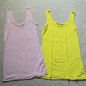 Women's Pink and Yellow Tank Tops